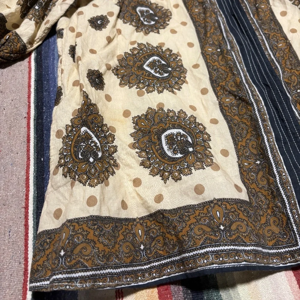 Sandro Sahari paisley printed puff sleeve blouse 3 / Large brown - Picture 3 of 6